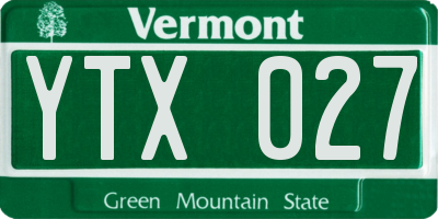 VT license plate YTX027