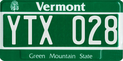 VT license plate YTX028
