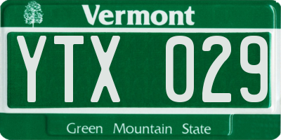 VT license plate YTX029