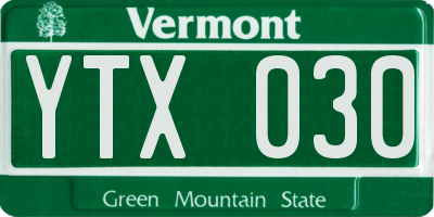 VT license plate YTX030