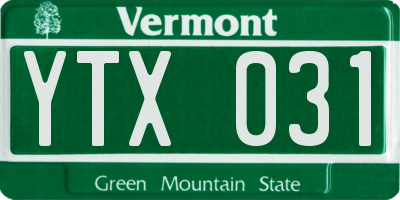 VT license plate YTX031