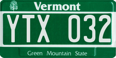 VT license plate YTX032