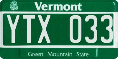 VT license plate YTX033