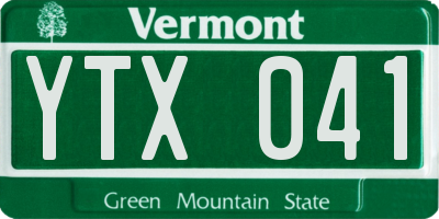 VT license plate YTX041