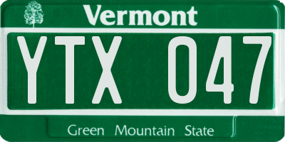 VT license plate YTX047