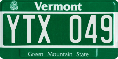 VT license plate YTX049