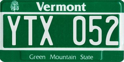 VT license plate YTX052