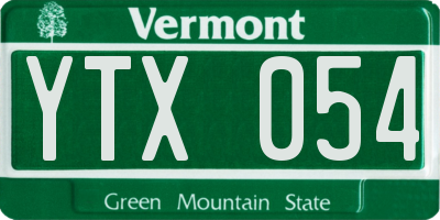 VT license plate YTX054