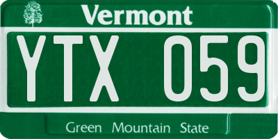 VT license plate YTX059