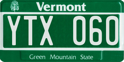 VT license plate YTX060
