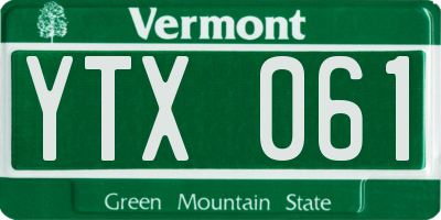 VT license plate YTX061