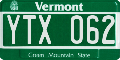 VT license plate YTX062