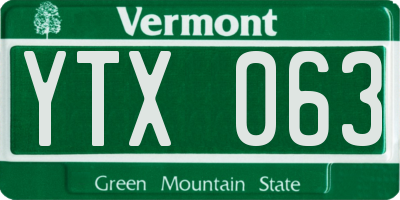 VT license plate YTX063