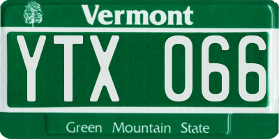 VT license plate YTX066