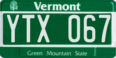 VT license plate YTX067