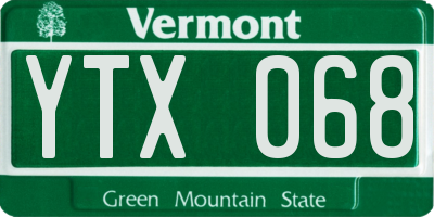 VT license plate YTX068