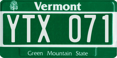 VT license plate YTX071