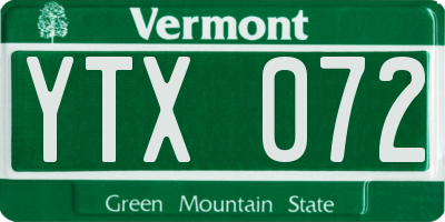 VT license plate YTX072