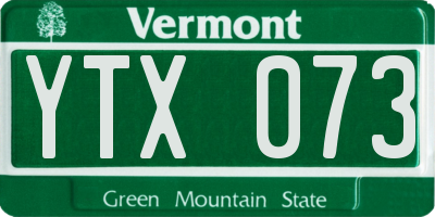 VT license plate YTX073