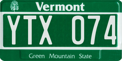 VT license plate YTX074
