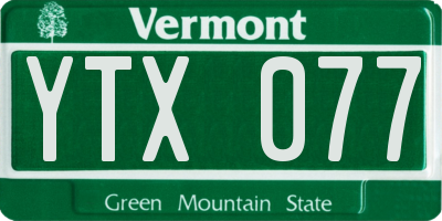 VT license plate YTX077