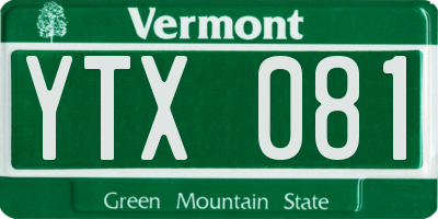 VT license plate YTX081