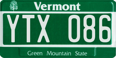 VT license plate YTX086