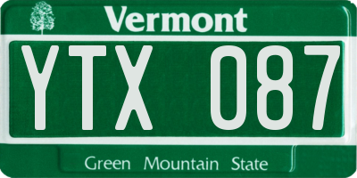 VT license plate YTX087
