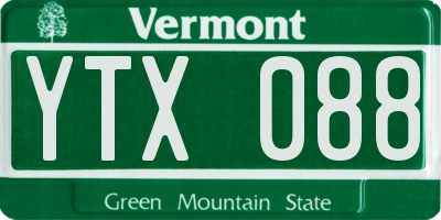 VT license plate YTX088