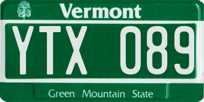 VT license plate YTX089