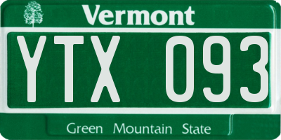 VT license plate YTX093