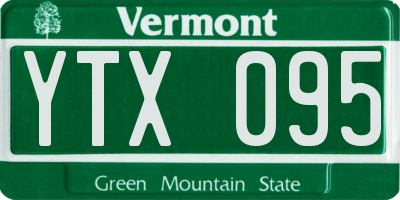VT license plate YTX095