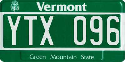 VT license plate YTX096