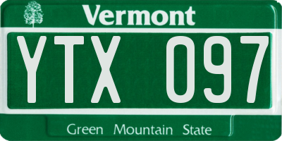VT license plate YTX097