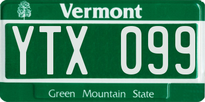 VT license plate YTX099