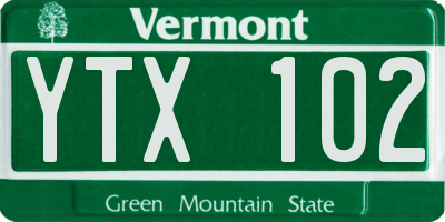 VT license plate YTX102
