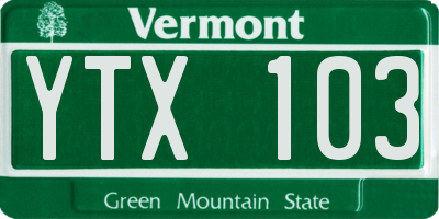 VT license plate YTX103