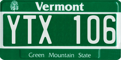 VT license plate YTX106