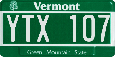 VT license plate YTX107