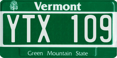 VT license plate YTX109