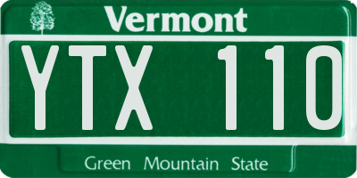 VT license plate YTX110