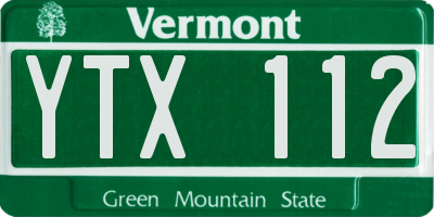 VT license plate YTX112