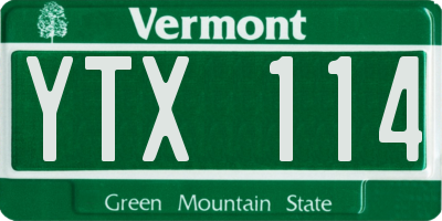 VT license plate YTX114