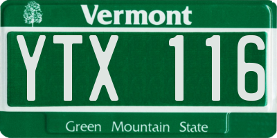 VT license plate YTX116