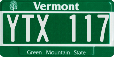 VT license plate YTX117