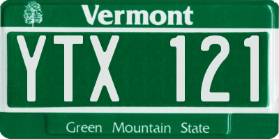 VT license plate YTX121