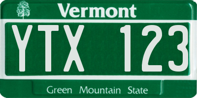 VT license plate YTX123