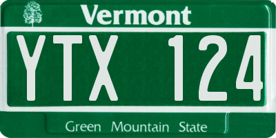 VT license plate YTX124