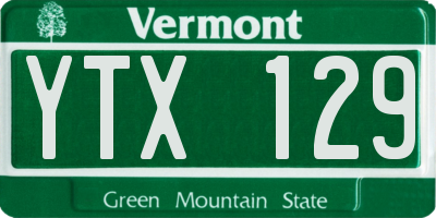 VT license plate YTX129