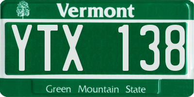 VT license plate YTX138